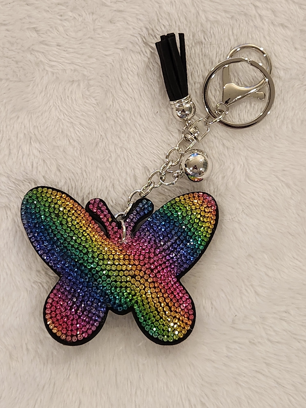 Rainbow Rhinestone Colorful Butterfly Keychain Bag Charm